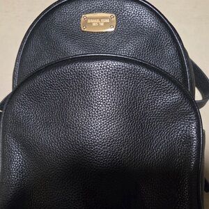 Michael Kors Black Pebbled Leather Backpack